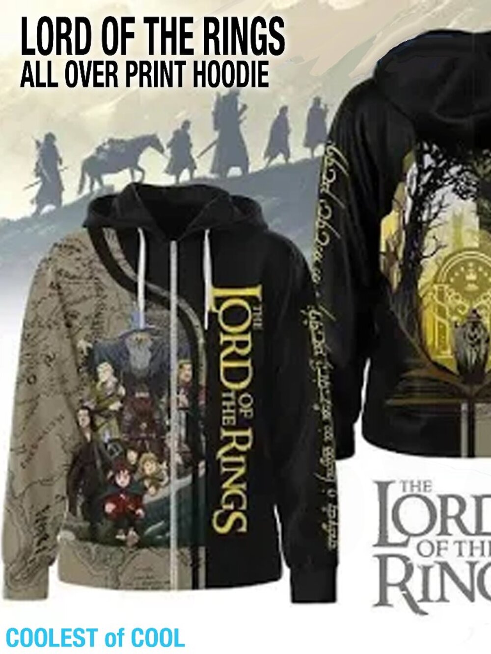 The Lord of the Rings 3D all over print Hoodie Unisex size medium for men women
